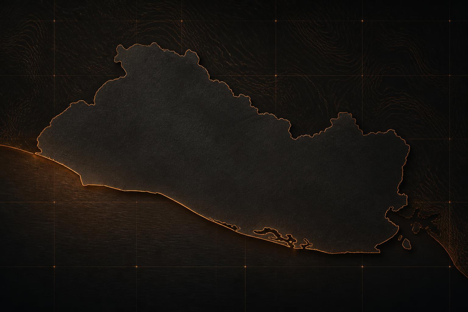 Stylized map of El Salvador showing featured La Unión corridor locations